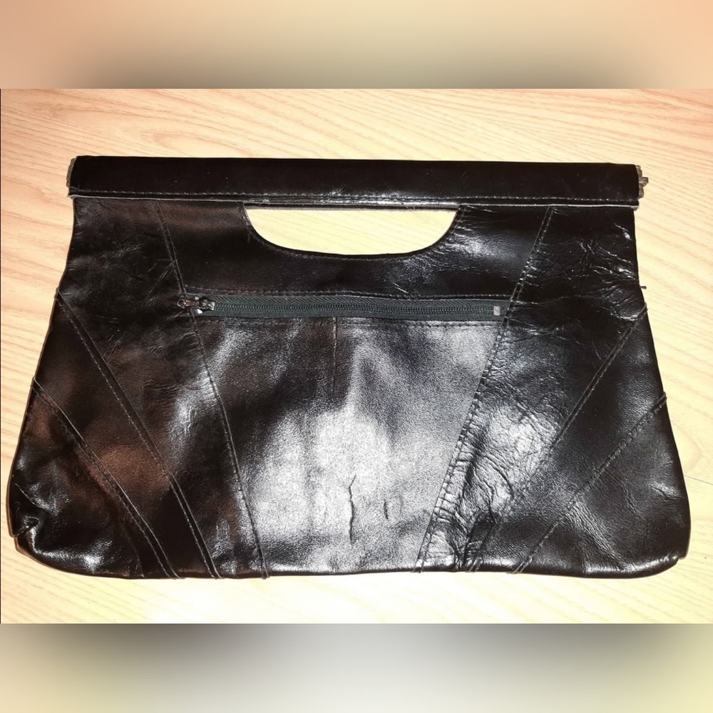 Vintage Black Leather Clutch Purse like new